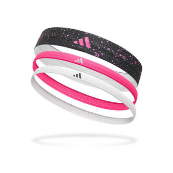 3PK Adidas Graphic Sports Hair Bands Workout Accessory Lucid Pink/White/Black