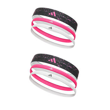 2x 3PK Adidas Graphic Sports Hair Bands Workout Accessory Lucid Pink/White/Black