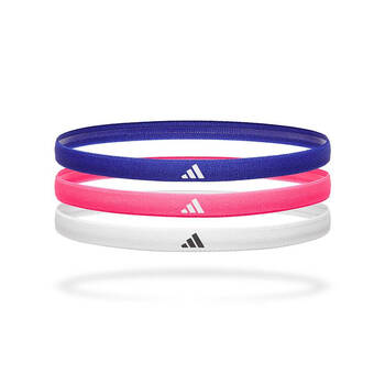 3PK Adidas Sport Hair Bands Elastic/Lycra Non-Slip Lucid Blue/Lucid Pink/White