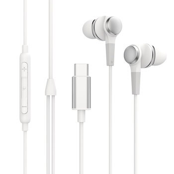 Rewyre USB- C Wired Microphone and Volume Control Earphones White