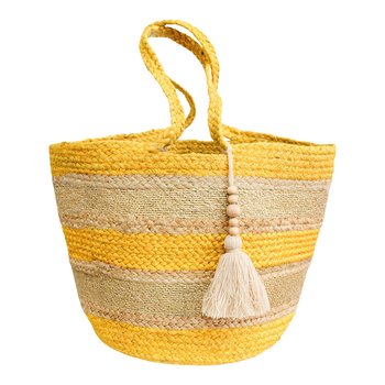 LVD Vita Jute 50cm Shopper Bag Ladies/Women's Handbag w/ Handle - Yellow/Beige