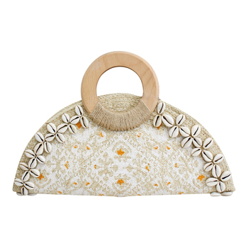 LVD Chica Jute 38cm Clutch Bag Ladies/Women's Handbag w/ Handle - Beige
