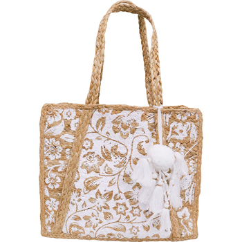 LVD Jute Carry All White Portable On The Go Decorative Carry Bag