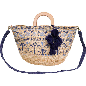 LVD Jute Shopper Navy Palm Womens Shoulder Handbag Carrier 50x30cm