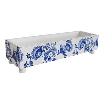 LVD Wood 36cm Tidy Tray Home/Kitchen Organiser - Blue/White