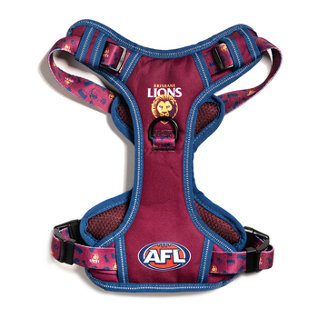 AFL Brisbane Lions Pet Dog Padded Harness Adjustable Vest L
