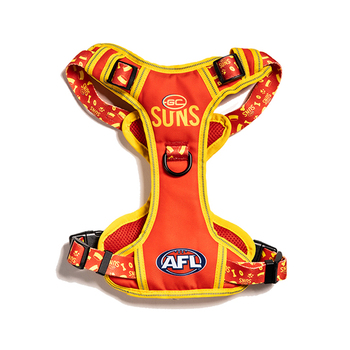 AFL Gold Coast Suns Pet Dog Padded Harness Adjustable Vest L