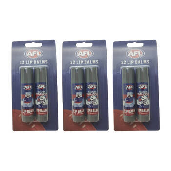 3x 2pc AFL Classic Soft Smooth & Moisturising Lip Balm Western Bulldogs 0.17oz