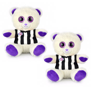 2PK Korimco 22cm AFL Purple Sparkle Bear - Collingwood