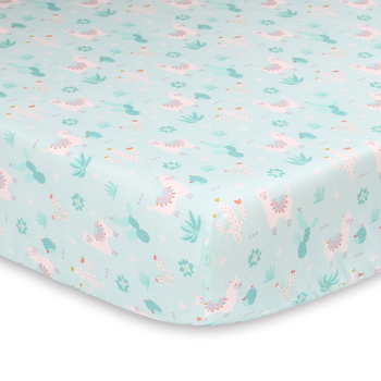 The Peanutshell Little Llama Cotton Fitted Sheet 135cm Allover Print