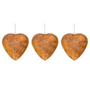 3x Garden 15cm Rust 3D Metal Heart Large Outdoor Decor