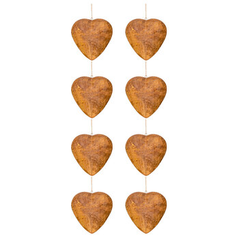 8x Garden 6cm Rust 3D Metal Heart Small Outdoor Decor