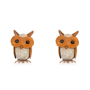 2x Garden 18cm Metal Owl Resin/Rust Small Outdoor Decor