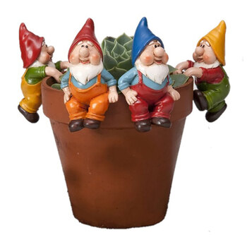 4x Garden 8cm Resin Gnome Pot Sitter Outdoor Decor - Assorted