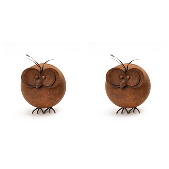 2x Garden 23x17cm Round Metal Bird Large Outdoor Decor