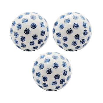 3x Garden 10cm Porcelain Ball Large Outdoor Decor - Assorted