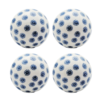 4x Garden 6cm Porcelain Ball Small Outdoor Decor - Assorted