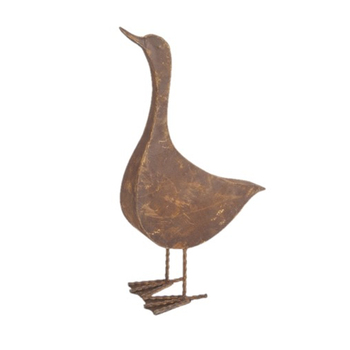 36cm Small Duck Rust Garden Ornament