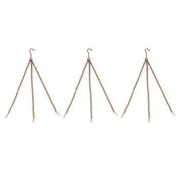 3x Garden 3-Strand 60cm Hanging Chain w/ Hook Decor - Rust