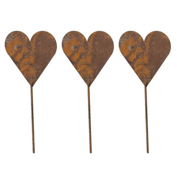 3x Garden 25cm Rust Metal Stick Heart Outdoor Yard Decor