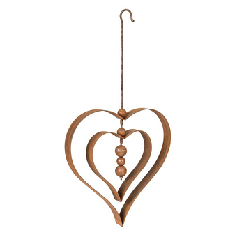 Garden 63cm Rust Metal Hanging Heart Orb w/ Hook Decor