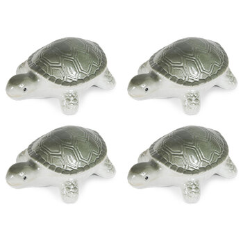 4x Garden 8cm Porcelain Floating Turtle Outdoor Decor - Small