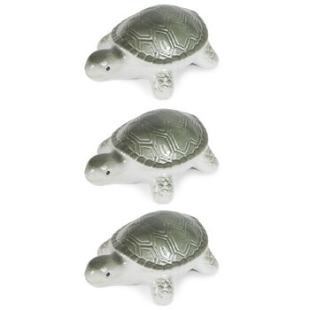 3x Garden 11.2cm Porcelain Floating Turtle Outdoor Decor - Medium