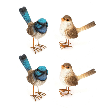 4x Garden 7cm Fairy Wren w/ Feet Ornament Decor - Assorted