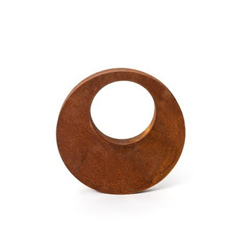 Garden Ornament 44cm Rust Thick Metal Ring w/ Stake - Brown