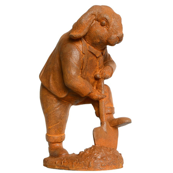 Willow Digging Rabbit 27cm Cast Iron Ornament Garden Decor Small