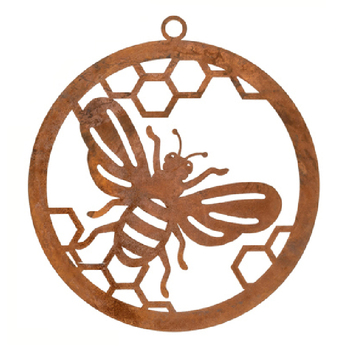 Single Ring Bee 28cm Corten Steel Ornament Decor - Assorted