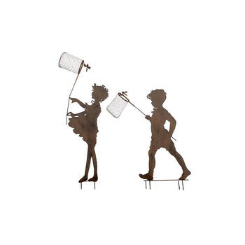 Powder Coated Steel Boy/Girl w/ Net Home Decor 39x103cm - Brown