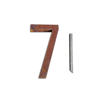  Steel House Number SEVEN Sign/Plaque 22.2x40cm - Rust