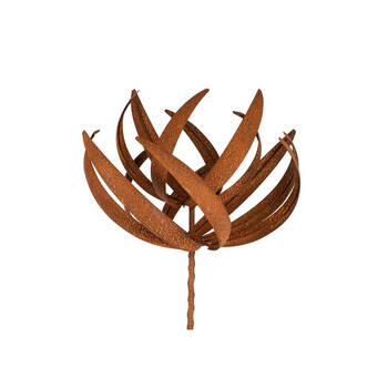 Metal Wind Spinner Lotus Small Home Decor 60x35cm - Rust