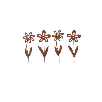4PK Forget Me Not Stake Rusted Metal Flower Home/Garden Decor 50x16cm - Assorted