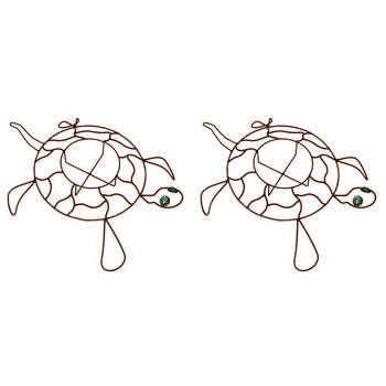 2PK Wire Turtle Planter w/ Green Eyes Home Decor 78x57cm - Rust