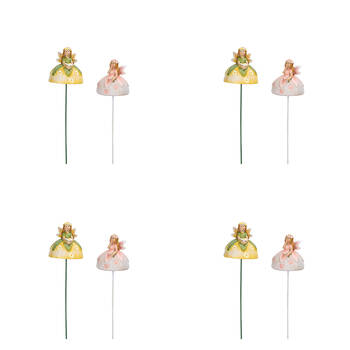 4PK Resin Stake Fairy On Stick Figurine Garden Plant Pot Decor