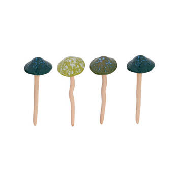 4PK Ceramic Mushroom Green Small 6x17.5cm - Assorted