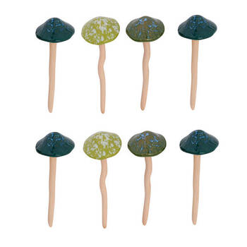 8PK Ceramic Mushroom Green Small 6x17.5cm - Assorted