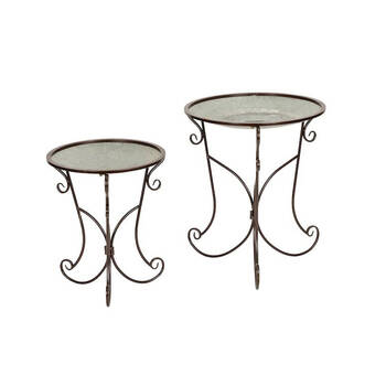 2pc Tall Metal Bird Bath Set Garden/Patio Decor