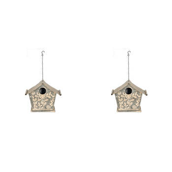 2PK Metal Flower Hanging Bird House/Shelter Garden Decor 23x18.5cm