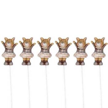6PK Small Resin Mice on Stick Outdoor Decoration 32x14.5cm Assorted