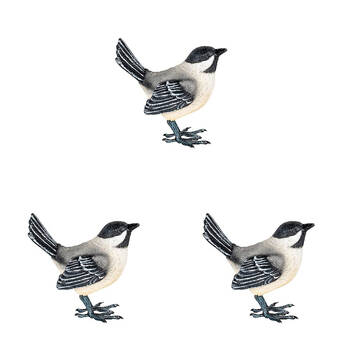 3PK Willy Wagtail Resin Home Decoration 12x10cm Black & White