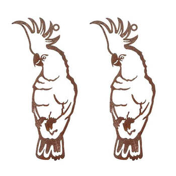 2PK Steel Aussie Birds Silhouette Outdoor Decor 25x21cm Rust Assorted