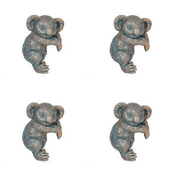4PK Polyresin Koala Planter Pot Sitter Ornament Aged Brass Assorted