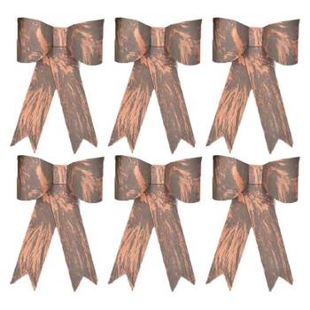 6PK Small Metal Bow Planter Pot Decoration 16x10cm Rust