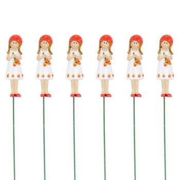 6PK Strawberry Girls On Sticks Outdoor Decor 26cm Red/White Assorted
