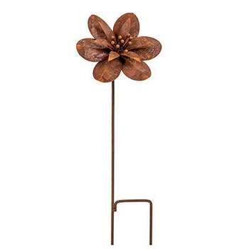  Double Flower Stake Outdoor Decoration 68x24cm Rust