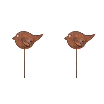2PK Bird Stake Outdoor Garden Decoration 80cm Rust Assorted