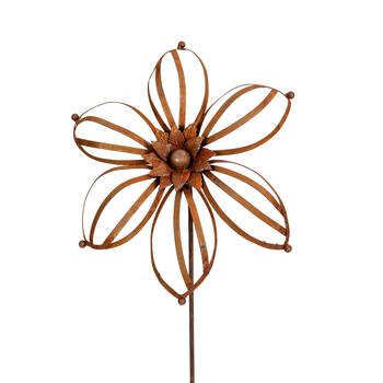  Silhouette Flower Stake Outdoor Decoration 128x9cm Rust